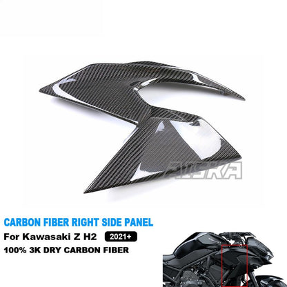 AISKA Full 3K Dry Carbon Fiber Motorcycle Fairing Right Side Panel Cover Front Upper Guard for Kawasaki Z H2 2021-2024 2021-2024