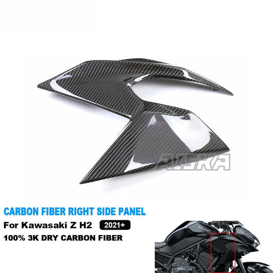 AISKA Full 3K Dry Carbon Fiber Motorcycle Fairing Right Side Panel Cover Front Upper Guard for Kawasaki Z H2 2021-2024 2021-2024