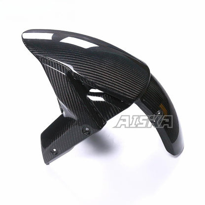 AISKA 3K Dry Carbon Fiber Motorcycle Accessories Front Wheel Fender Hugger Mudguard for Kawasaki ZX10R ZX-10R 2016-2020