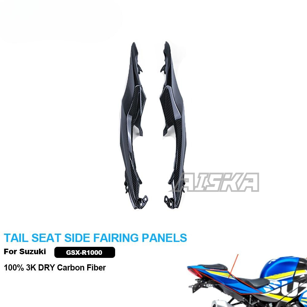 AISKA 100% 3K Dry Carbon Fiber Motorcycle  Accessories Tail Seat Side Fairing Panels for Suzuki GSXR1000 2017+