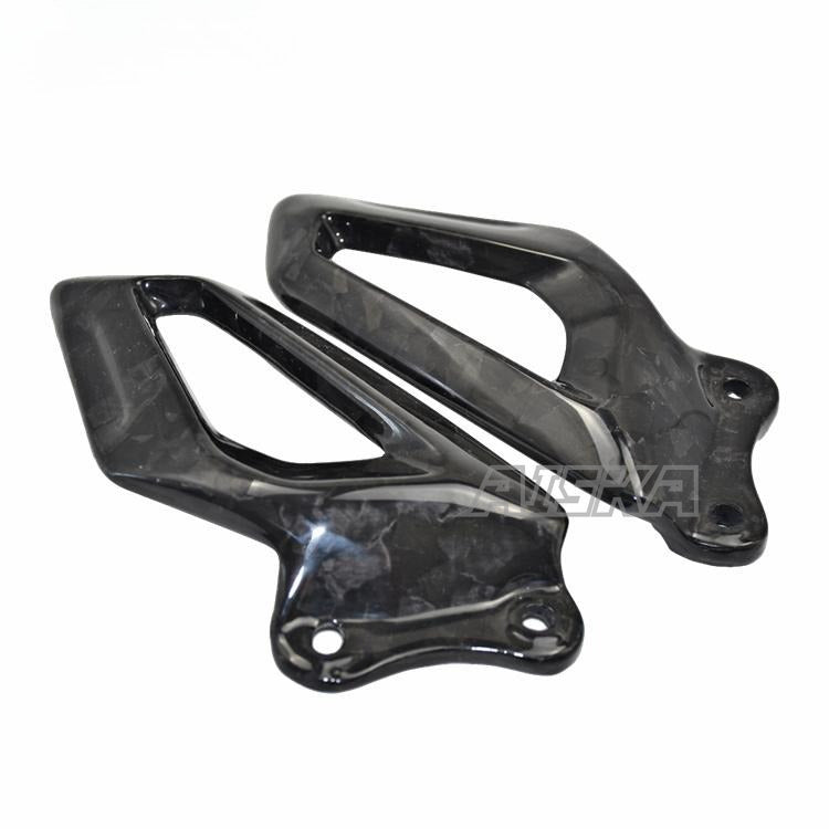 AISKA 3K 3*3 Twill Weave Gloss Motorcycle Carbon Fiber Foot Peg Cover Heel Guards for BMW S1000RR 2019-2024