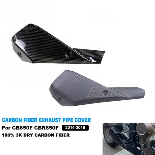 AISKA Dry Carbon Fiber Motorcycle Fairing Exhaust Pipe Heat Shield Guard Cover for Honda CB650F CBR650F 2014-2018 Motorcycles
