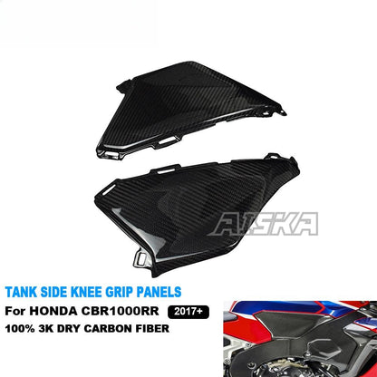 AISKA 3K Dry Carbon Fiber Motorcycle Fuel Tank Side Knee Grip Panels for Honda CBR1000RR 2017-2024