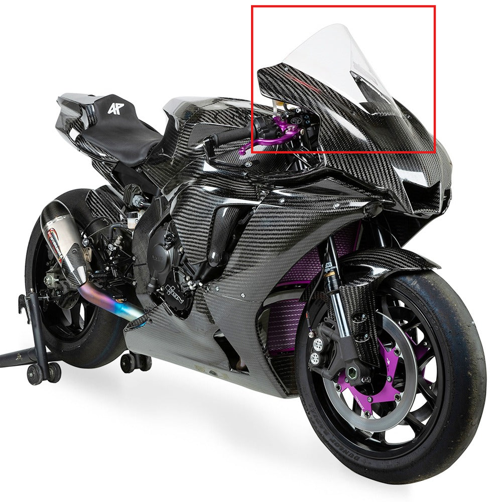 AISKA Full Carbon Fiber Wind Deflectors Motorcycle Front Windshield Windscreen Deflector for Yamaha R1 2020-2024