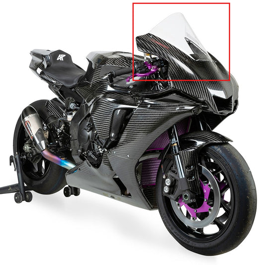 AISKA Full Carbon Fiber Wind Deflectors Motorcycle Front Windshield Windscreen Deflector for Yamaha R1 2020-2024