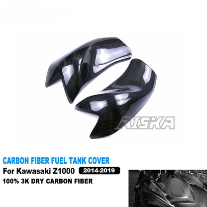 AISKA 3K Dry Carbon Fiber Motorcycle Accessories Upper Fuel Tank Side Panel Cover Fairing for Kawasaki Z1000 2014-2019 2015 2018