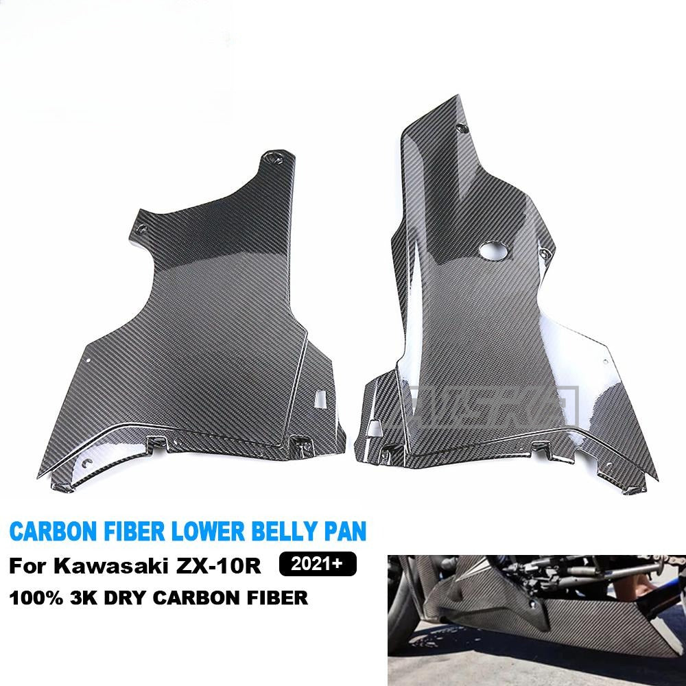 AISKA 3K Dry Carbon Fiber Motorcycle Belly Pan Lower Side Panels Cover for Kawasaki Ninja ZX10R ZX-10R 2021 2022 2023 2024