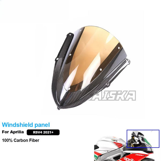 AISKA Twill Weave 3K 3*3 Carbon Fiber Motorcycle Accessories Windshield Panel for Aprilia RSV4 Tuono V4 Factory 2021+
