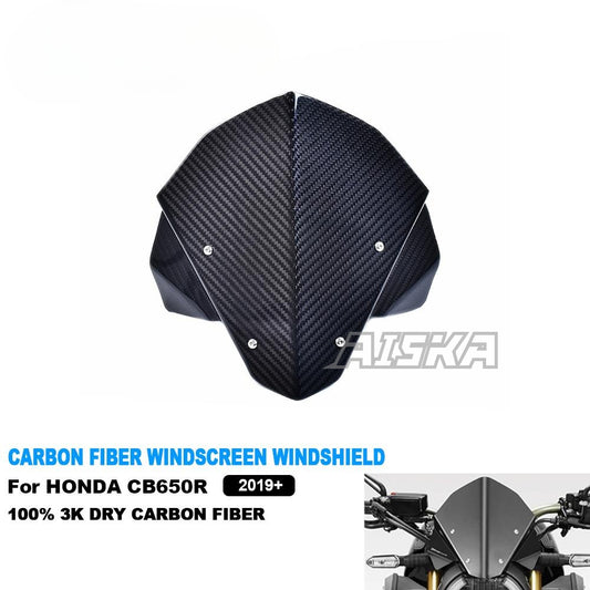 AISKA New Motorcycle 3K Dry Carbon Fiber Front  Windscreen Windshield Wind Deflector Screen for Honda CB650R 2019-2024 2022 2023
