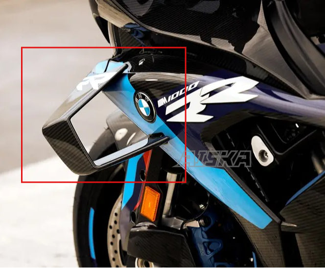 AISKA 3K Dry Carbon Fiber Motorcycle Wind Deflector Wings Fairing Front Spoiler Fixed Wind Winglets for BMW M1000RR 2023-2024