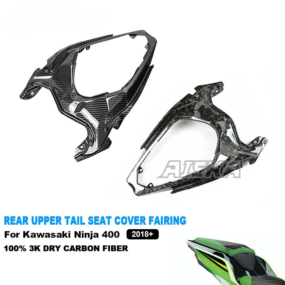 AISKA 100% 3K Dry Carbon Fiber Motorcycle Accessories Rear Seat Tail Cover Panel Fairing for Kawasaki Ninja 400 2018-2024