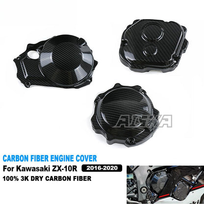 AISKA 3K Dry Carbon Fiber Motorcycle Accessories Engine Cover Guard Fairing for Kawasaki Ninja ZX10R ZX-10R 2016-2020