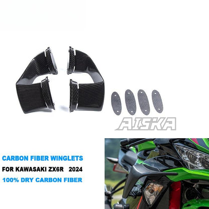 AISKA 3K Dry Carbon Fiber Motorcycle Aero Carbon Winglets for Kawasaki Ninja ZX-6R 2024