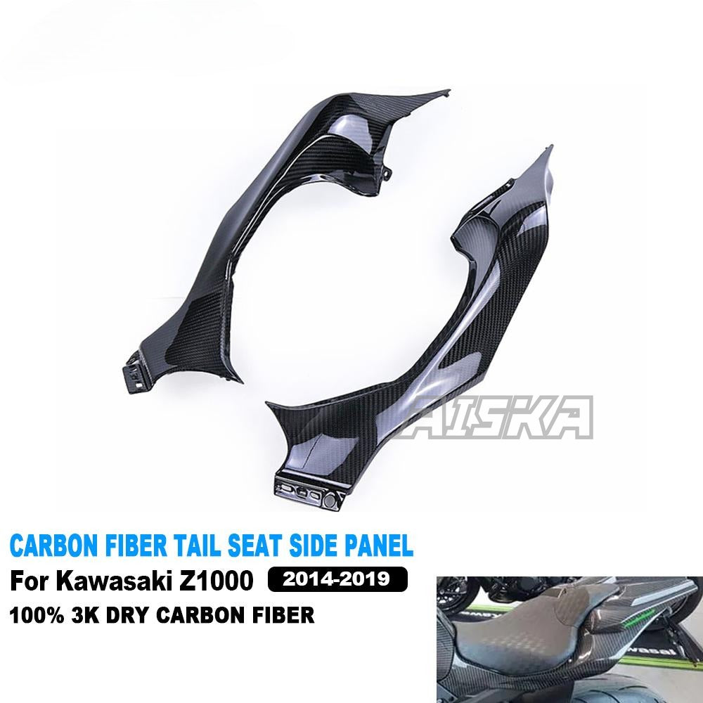 AISKA 3K Dry Carbon Fiber Motorcycle Accessories Rear Tail Seat Side Panels Cover Fairing for Kawasaki Z1000 2014-2019 2015 2018