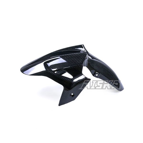AISKA 100% 3K Dry Carbon Fiber Motorcycle Accessories Front Fairing Hugger Fender Mudguard for Kawasaki Ninja 400 2018-2024
