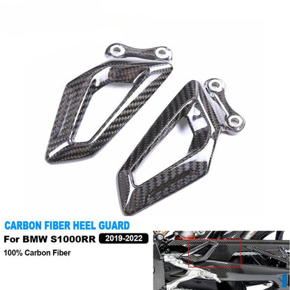 AISKA 3K 3*3 Twill Weave Gloss Carbon Fiber Rearset Plate Foot Peg Protector Motorcycle Heel Guard for BMW S1000RR 2019-2024