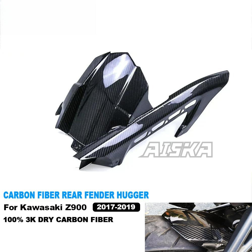 AISKA 100% 3K Dry Carbon Fiber Motorcycle Accessories Rear Fender Hugger Mudguard Fairing for Kawasaki Z900 2017 2018 2019