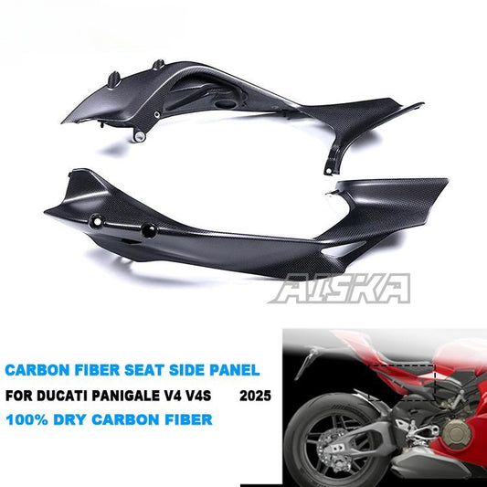AISKA 100% 3K Full Dry Carbon Fiber Motorcycle Under Seat Side Panel Cover Fairings for Ducati Panigale V4 V4S 2025