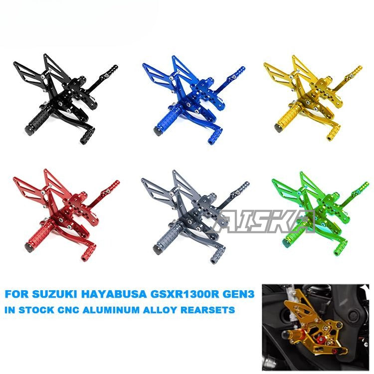 AISKA CNC Aluminum Footpeg Rearset Motorcycle Driver Adjustable Footrest Rearset for Suzuki Hayabusa GSXR1300R Gen3 2021-2025