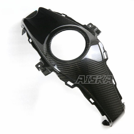 AISKA 100% Dry Carbon Fiber Fuel Tank Cover Motorcycle Middle Center Fuel Tank Cover Panel for Yamaha R3 2015 2016 2017 2018