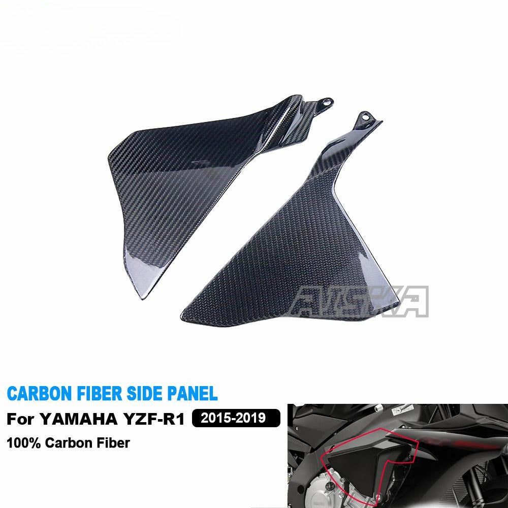 AISKA 100% Full Dry Carbon Fiber Parts Motorcycle Small Side Panels for Yamaha YZF R1 R1M 2015-2019