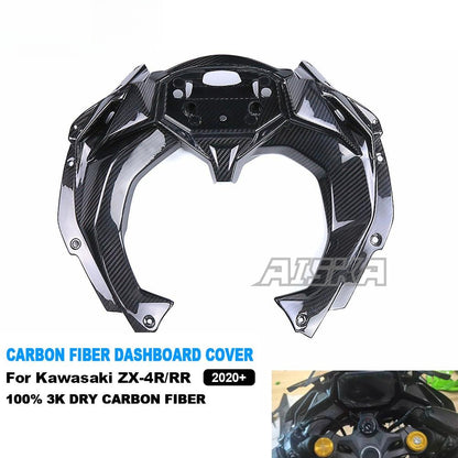 AISKA 3K Dry Carbon Fiber Motorcycle Dashboard Dash Panel Front Cover Fairing for Kawasaki Ninja ZX-4R ZX-4RR ZX25R 2020-2024