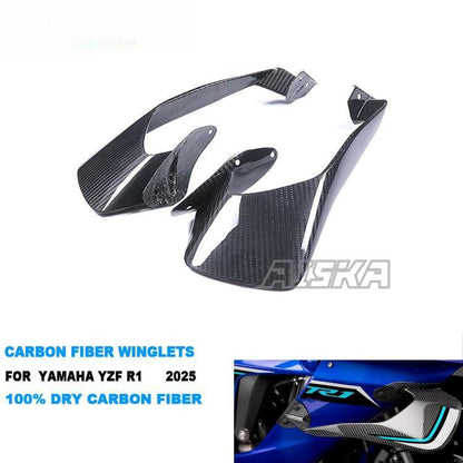 AISKA R1 2025 Carbon Winglets 3K Dry Carbon Fiber Motorcycle Body Parts Fairings Winglets for Yamaha R1 R1M 2025