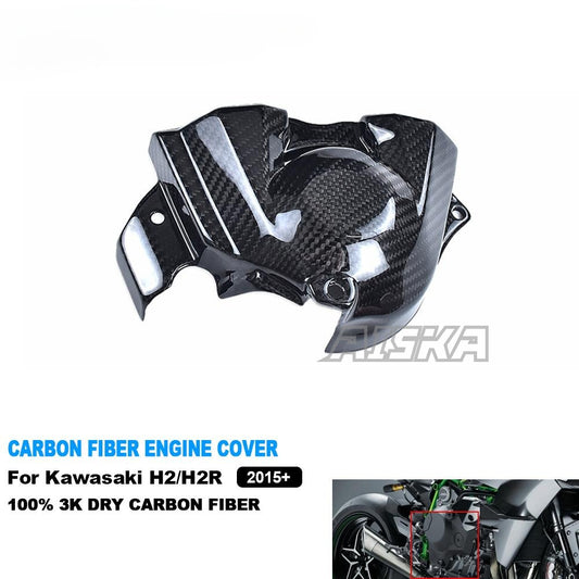 AISKA Full 3K Dry Carbon Fiber Motorcycle Engine Cover Fairing for Kawasaki Ninja H2 H2R 2015-2024