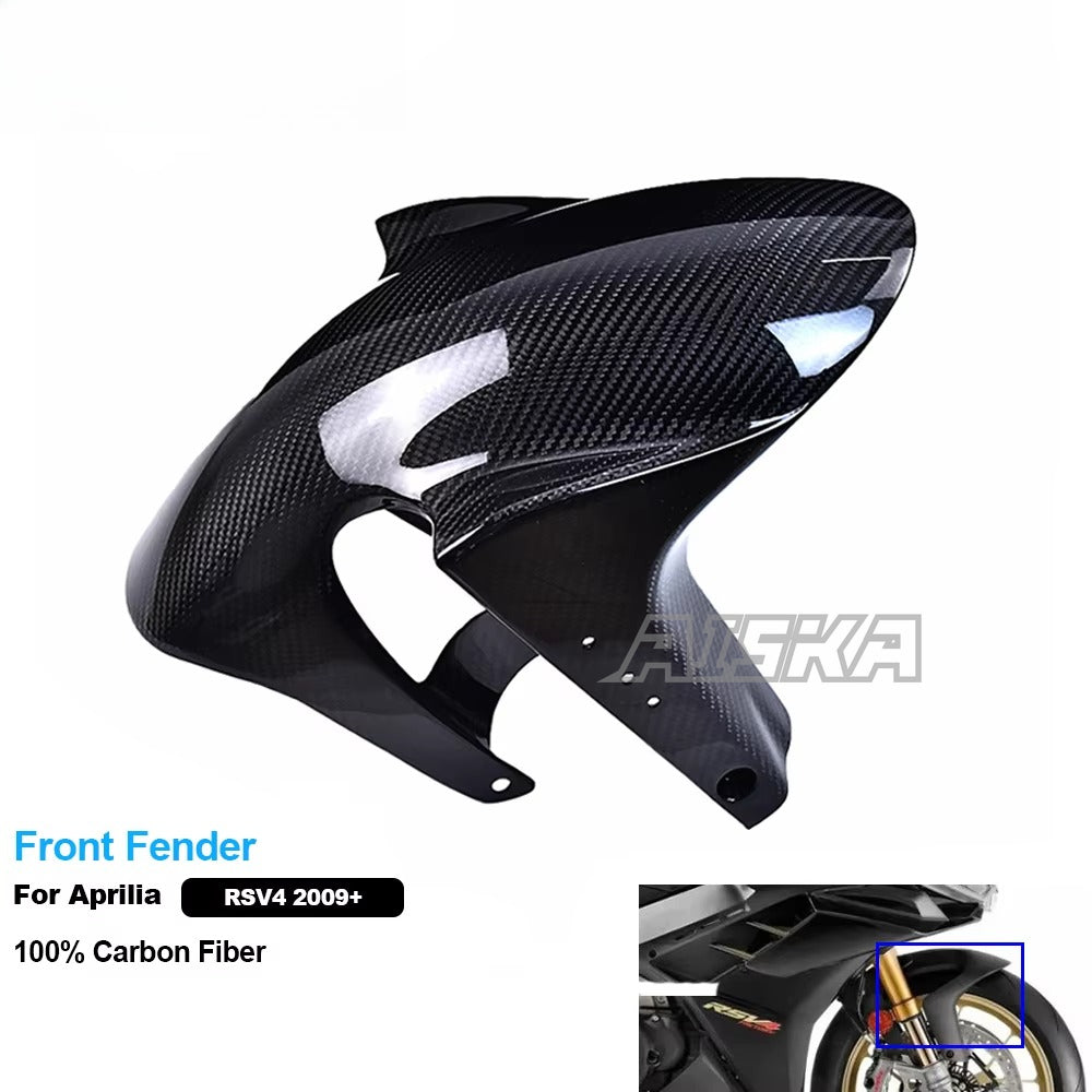 AISKA 100% 3K 3*3 Carbon Fiber Motorcycle Accessories Front Fender for Aprilia RSV4  Tuono V4 2009-2020