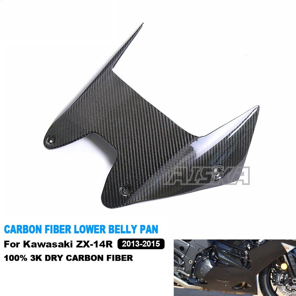 AISKA 3K Dry Carbon Fiber Motorcycle Lower Belly Pan Panel Cowl Fairing for Kawasaki Ninja ZX-14R ZZR1400 2013 2014 2015