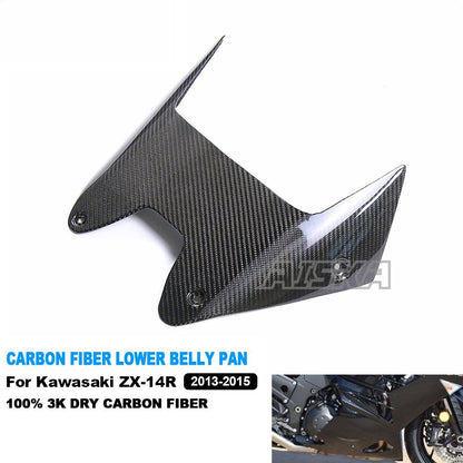 AISKA 3K Dry Carbon Fiber Motorcycle Lower Belly Pan Panel Cowl Fairing for Kawasaki Ninja ZX-14R ZZR1400 2013 2014 2015