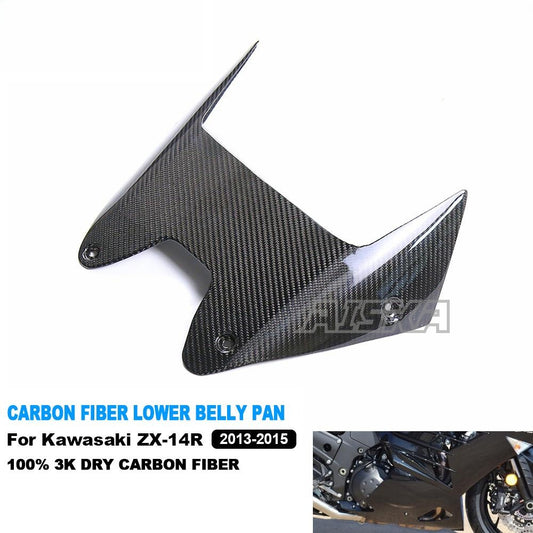 AISKA 3K Dry Carbon Fiber Motorcycle Lower Belly Pan Panel Cowl Fairing for Kawasaki Ninja ZX-14R ZZR1400 2013 2014 2015