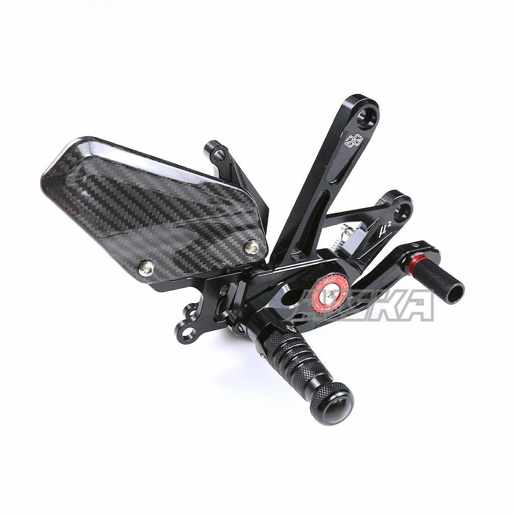 AISKA Dry Carbon Fiber Motorcycle Adjustable Sport Racing Rearset Footpeg Footrest Rear Set for Yamaha YZF R1 R1M 2015-2024