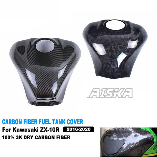 AISKA 3K Dry Carbon Fiber Motorcycle Accessories Fuel Gas Tank Cover for Kawasaki Ninja ZX10R ZX-10R 2016-2020