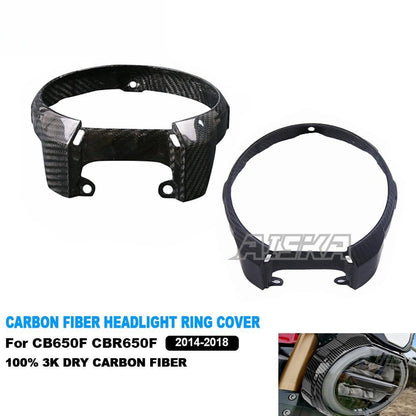 AISKA Motorcycle 3K Dry Carbon Fiber Front Headlamp Headlight Ring Cover Trim for Honda CB650F CBR650F 2014 2015 2016 2017 2018