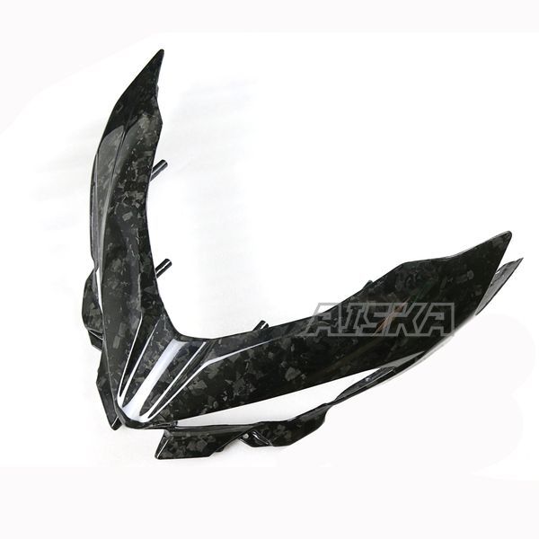 AISKA 100% 3K Dry Carbon Fiber Motorcycle Accessories Front Nose Headlight Cover Fairing for Kawasaki Ninja 400 2018-2024