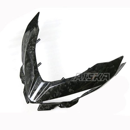 AISKA 100% 3K Dry Carbon Fiber Motorcycle Accessories Front Nose Headlight Cover Fairing for Kawasaki Ninja 400 2018-2024