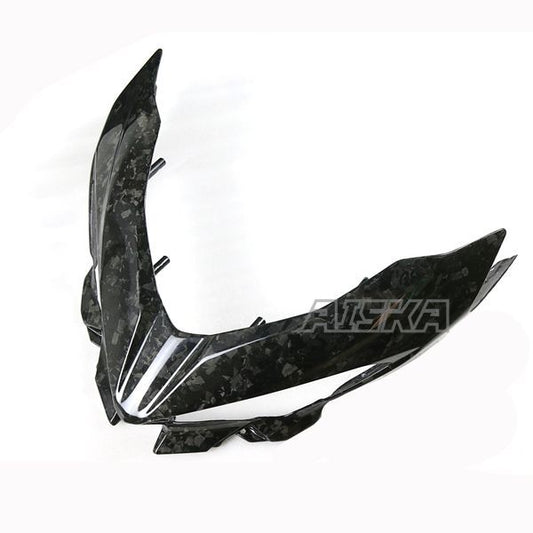 AISKA 100% 3K Dry Carbon Fiber Motorcycle Accessories Front Nose Headlight Cover Fairing for Kawasaki Ninja 400 2018-2024