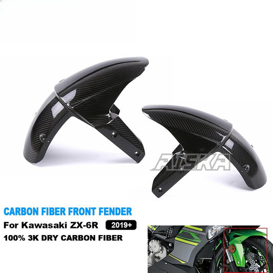AISKA 3K Dry Carbon Fiber Motorcycle Front Wheel Fender Hugger Mudguard for Kawasaki Ninja ZX-6R 2013-2024