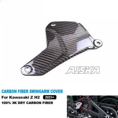 AISKA100% Pure Full 3K Dry Carbon Fiber Motorcycle Swingarm Cover Fairing Kits for Kawasaki Z H2 2021 2022 2023 2024