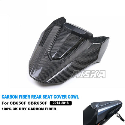 AISKA Dry Carbon Fiber Motorcycle Rear Tail Pillion Seat Cover Cowl Seat for Honda CB650F CBR650F 2014-2018 CB650R CBR650R 2019+