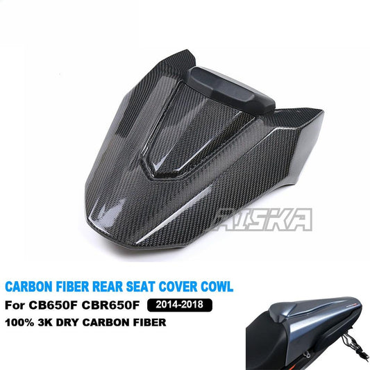 AISKA Dry Carbon Fiber Motorcycle Rear Tail Pillion Seat Cover Cowl Seat for Honda CB650F CBR650F 2014-2018 CB650R CBR650R 2019+