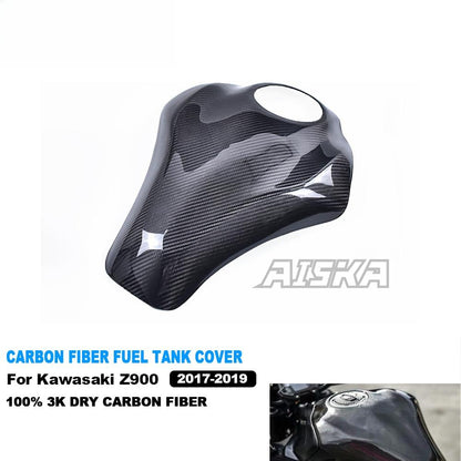 AISKA 3K Dry Carbon Fiber Motorcycle Accessories Fuel Gas Tank Cover Protector Fairing for Kawasaki Z900 2017 2018 2019