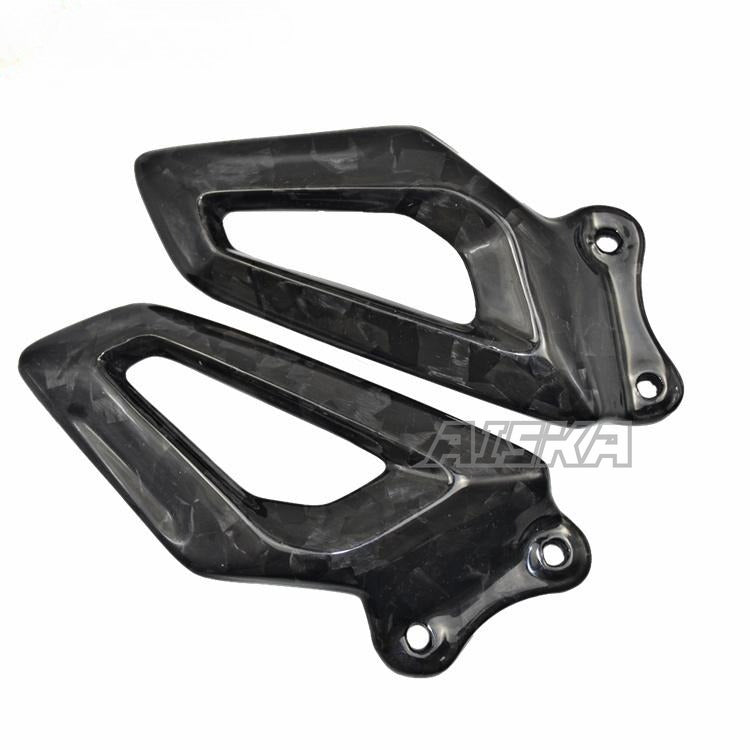 AISKA 3K 3*3 Twill Weave Gloss Motorcycle Carbon Fiber Foot Peg Cover Heel Guards for BMW S1000RR 2019-2024