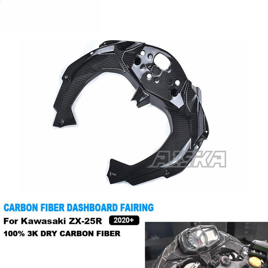 AISKA 3K Dry Carbon Fiber Motorcycle Dashboard Dash Panel Cover Fairing for Kawasaki Ninja ZX-25R 2020-2024