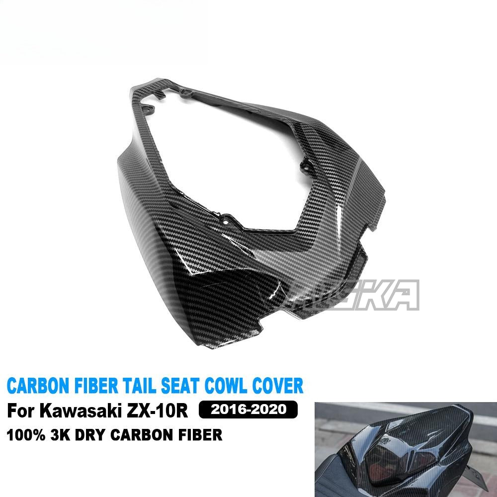 AISKA 3K Dry Carbon Fiber Motorcycle Accessories Rear Upper Tail Seat Cover Cowl Fairing for Kawasaki ZX10R ZX-10R 2016-2020
