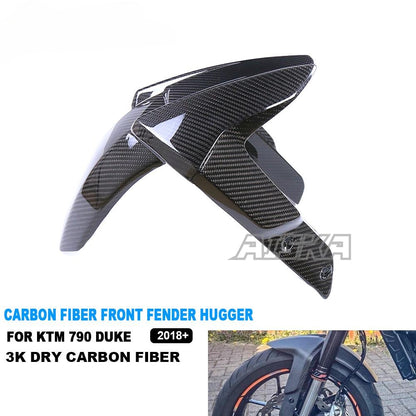 AISKA 790 890 Duke 3K Dry Carbon Fiber Motorcycle Front Fender Splash Mudguard Hugger for KTM 790 890 Duke 2018-2024