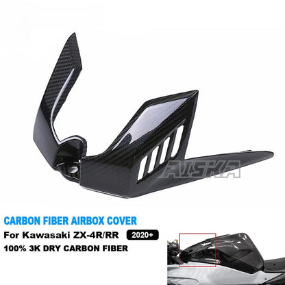 AISKA 3K Dry Carbon Fiber Motorcycle Fuel Tank Airbox Front Piece Cover Fairing for Kawasaki Ninja ZX-4R ZX-4RR ZX25R 2020-2024