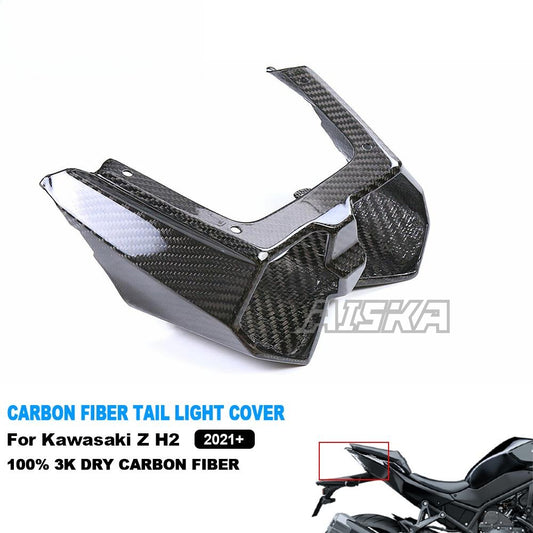 AISKA Full 3K Dry Carbon Fiber Motorcycle Taillight Cover Tail Fairing for Kawasaki Z H2 2021 2022 2023 2024
