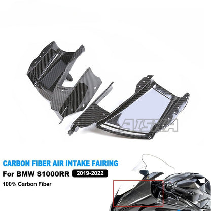 AISKA 100% 3K Full Dry Carbon Motorcycle Front Carbon Fiber Air Intake Fairing for BMW S1000RR 2019-2022